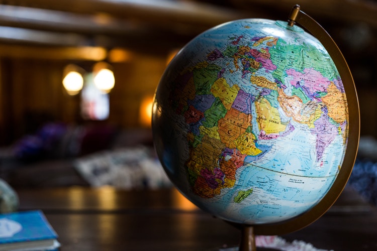 Globe representing the history of wine around the world