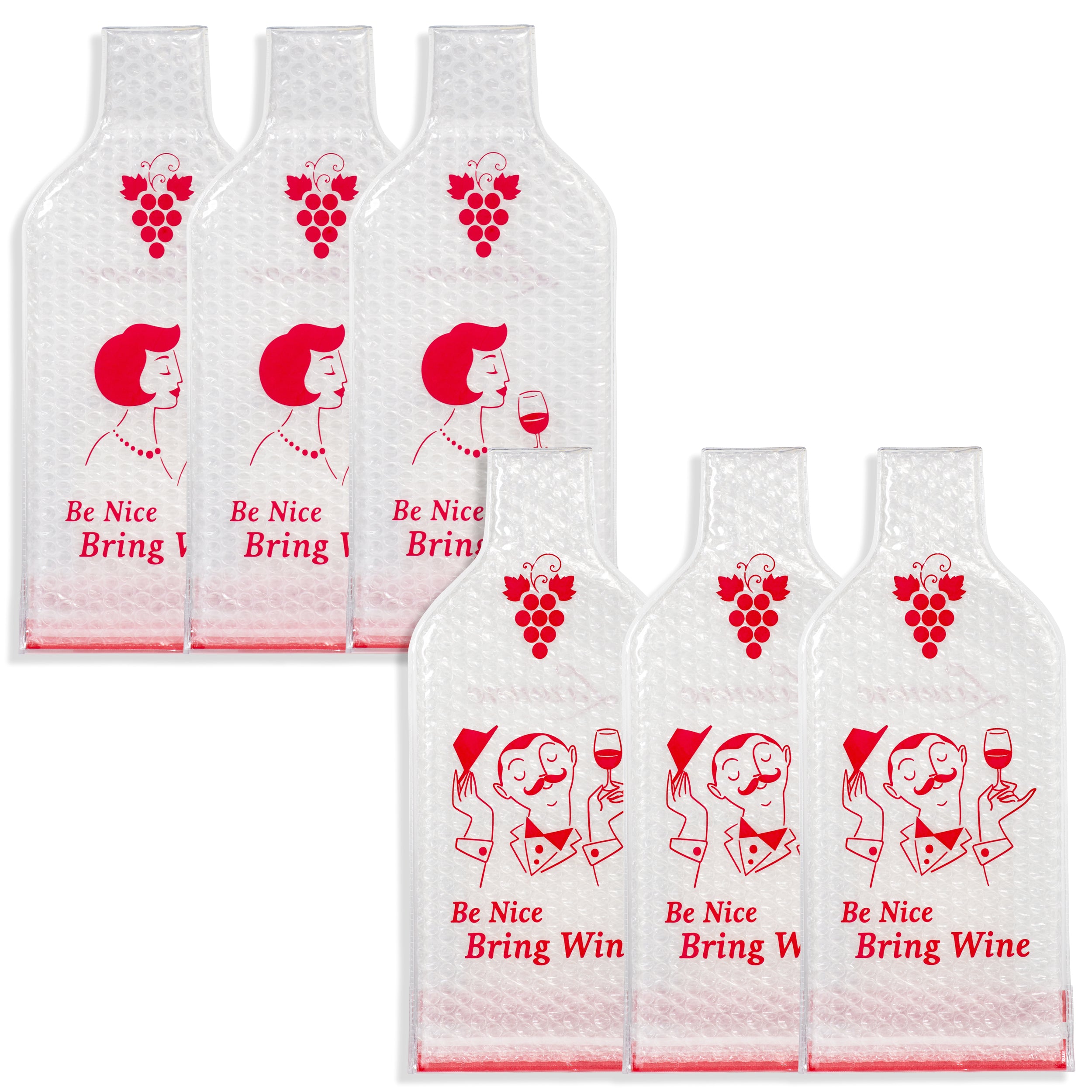 Lazenne Wine Cush para 1 garrafa - Conjunto de 6 unidades - Manga de saco de vinho reutilizável com proteção tripla
