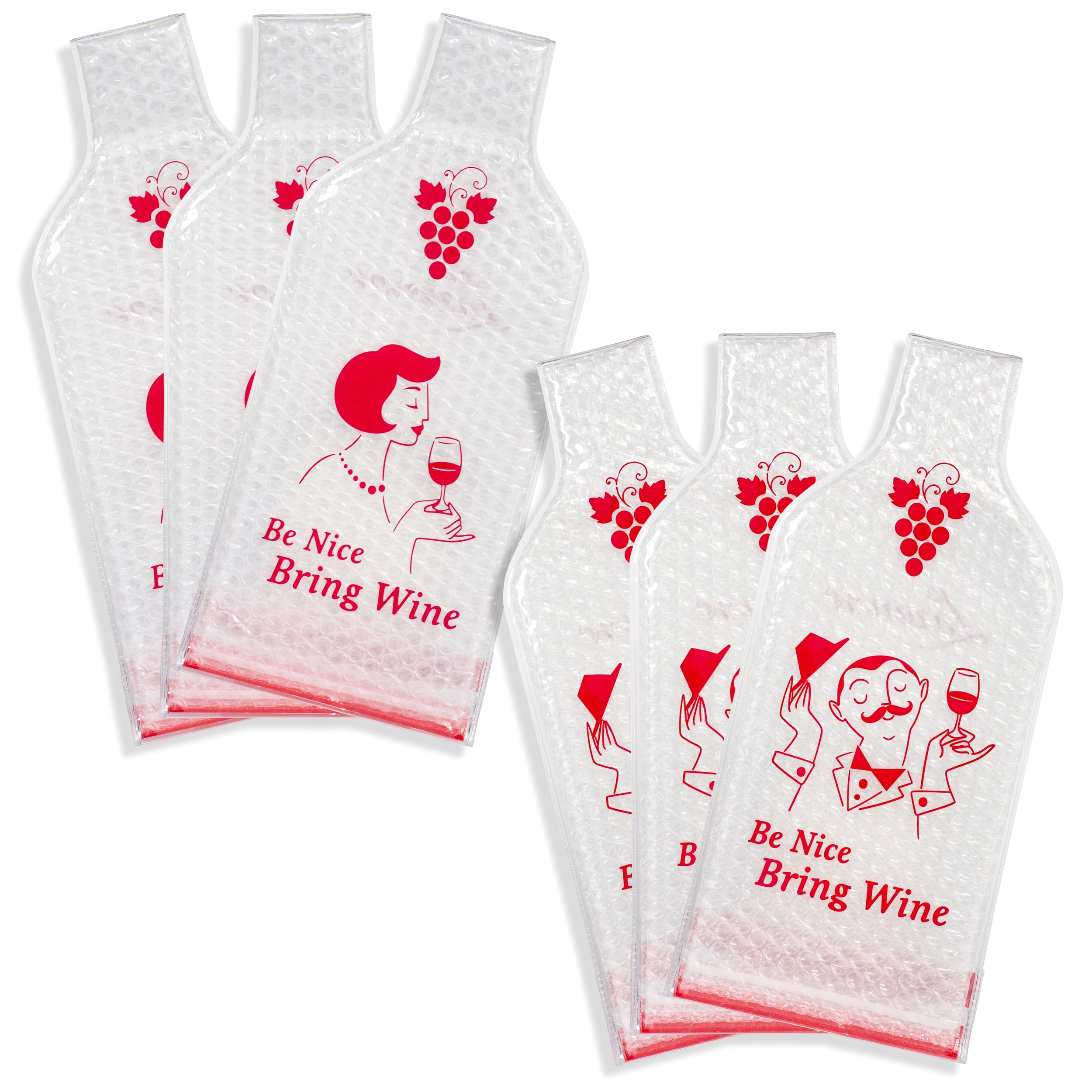 Lazenne Wine Cush para 1 garrafa - Conjunto de 6 unidades - Manga de saco de vinho reutilizável com proteção tripla