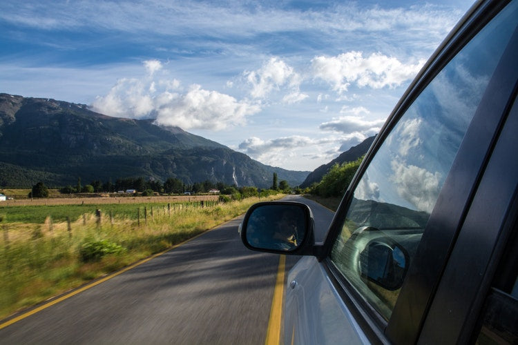 Driving through Mendoza wine country beside the Andes