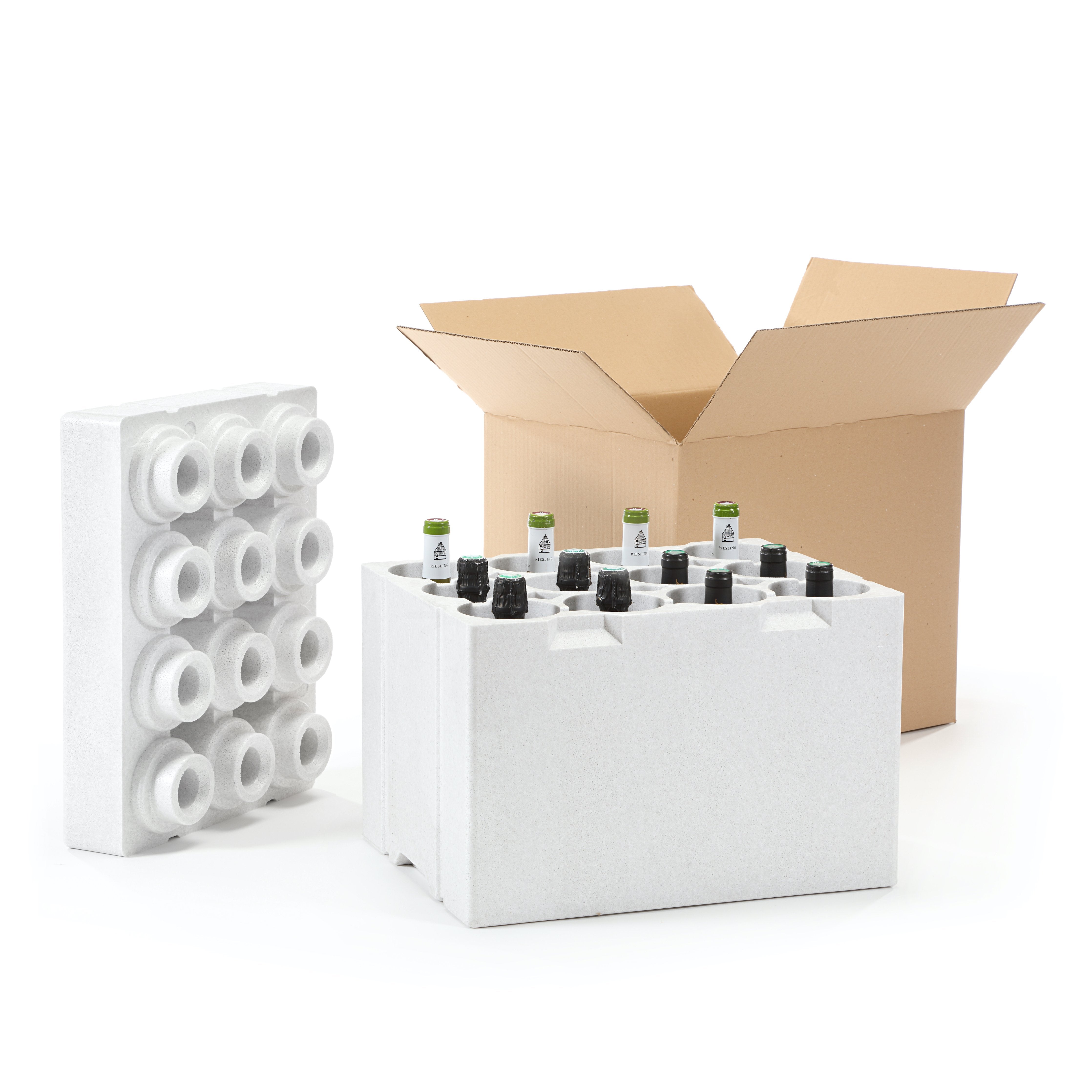 Pack of 2 - 12-Bottle Wine Box and Outer Cardboard For Shipping & Plane Transport