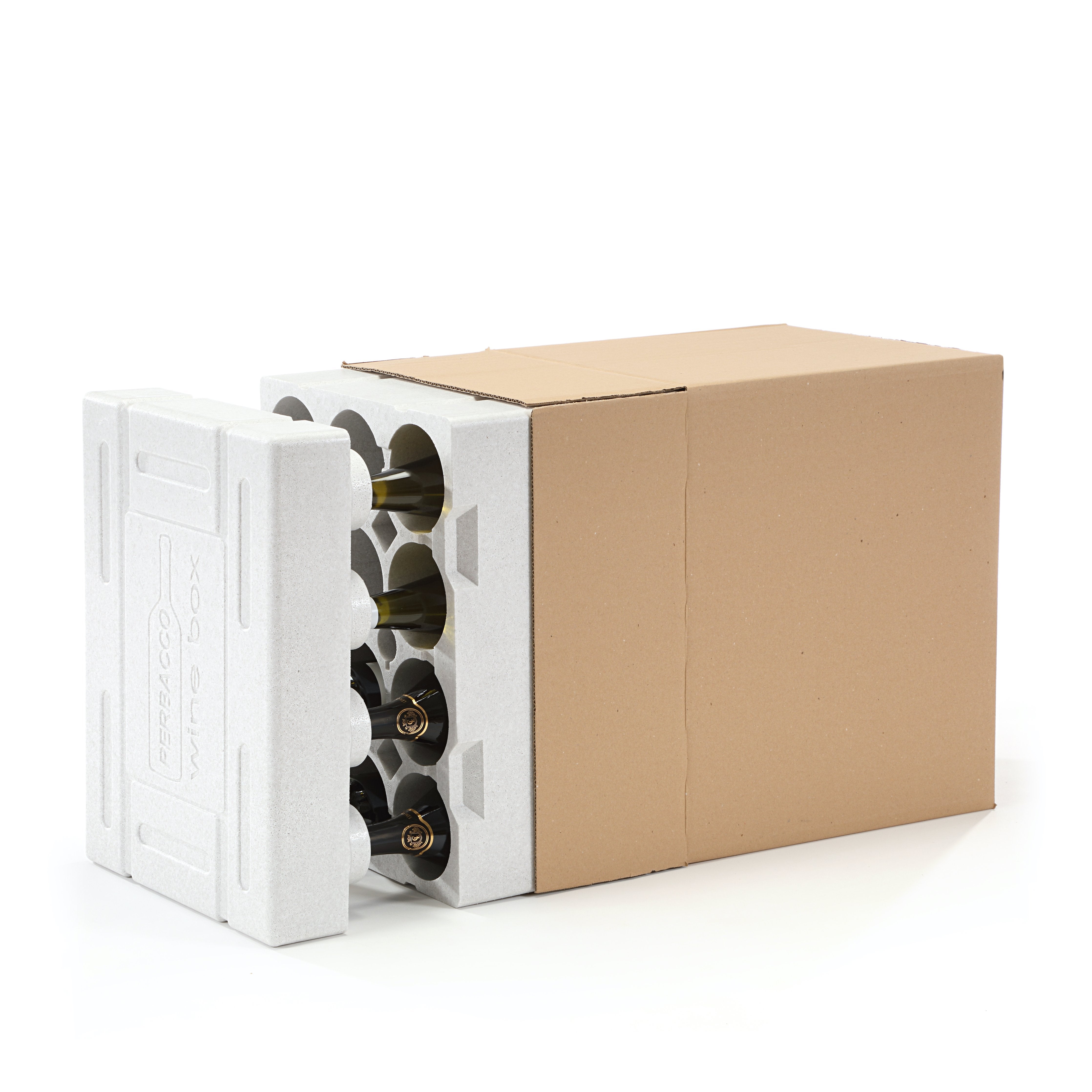 Pack of 2 - 12-Bottle Wine Box and Outer Cardboard For Shipping & Plane Transport