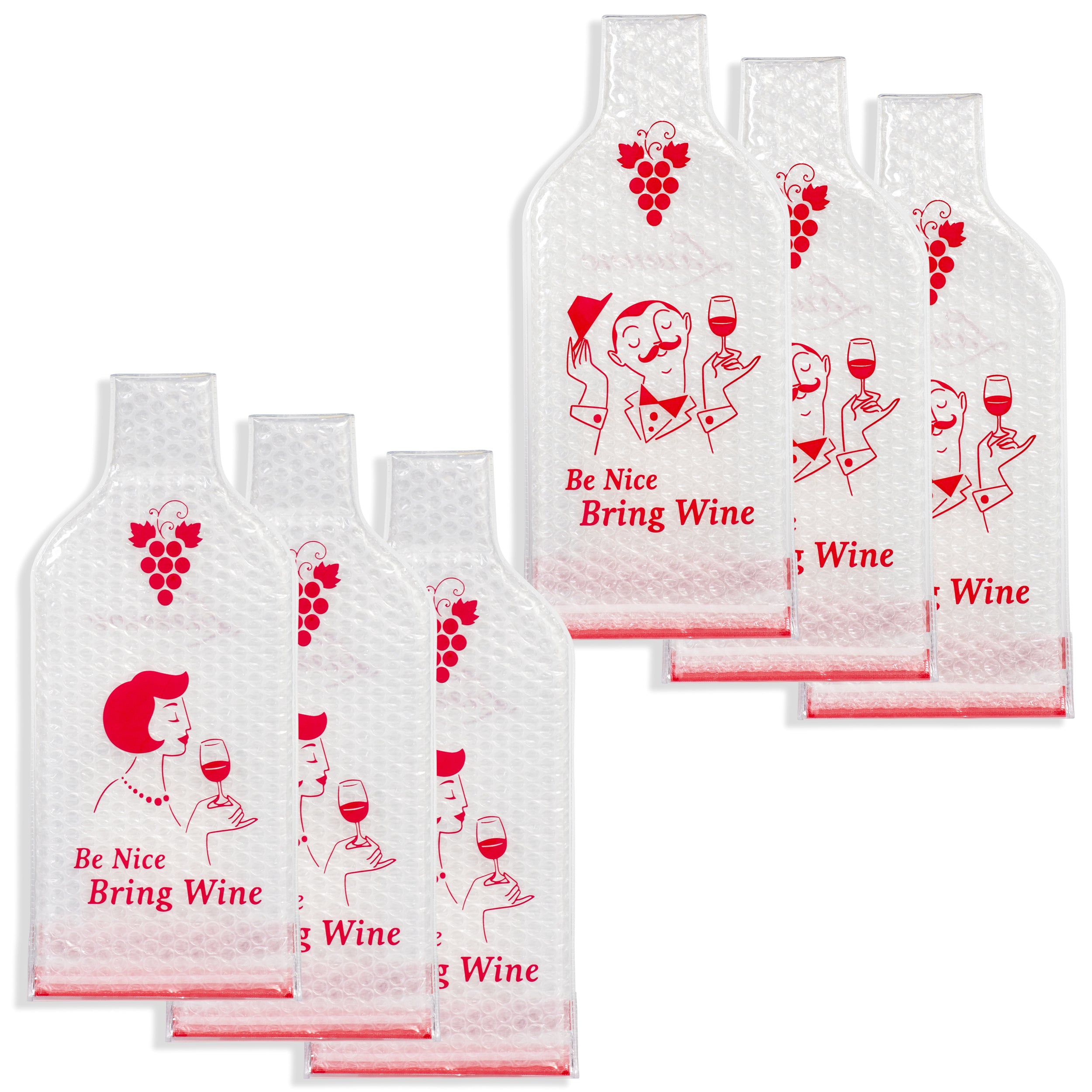 Lazenne Wine Cush for 1 bottle - Set of 6pcs - Reusable Wine Bag Sleeve Triple Protection